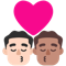 Kiss- Man- Man- Light Skin Tone- Medium Skin Tone emoji on Microsoft